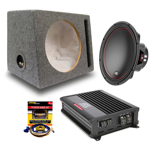 MTX Audio 12" Subwoofer & Amplifier Bundle Kit with Slot Ported Box & Wiring Kit