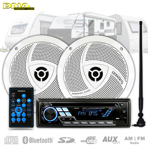 Caravan Stereo System With CD Bluetooth USB Head Unit, 6.5" Speakers & AM/FM Antenna