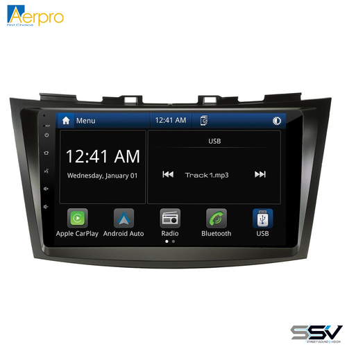 Aerpro AMSZ4 9" Wireless Apple CarPlay Android Auto Head Unit To Suit Suzuki Swift 11-17 with Phone Buttons