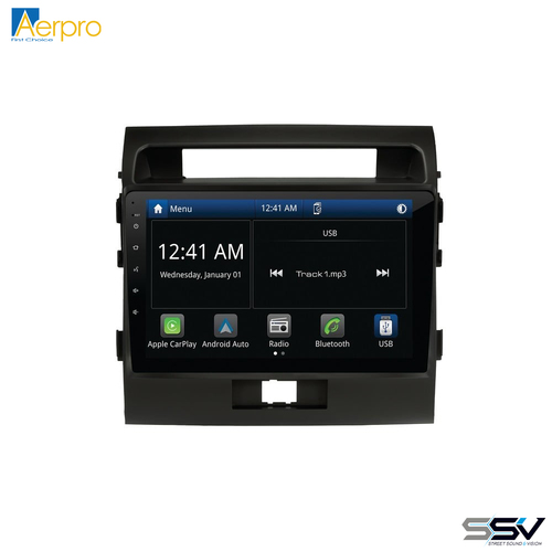 Aerpro AMTO17 10" Wireless Apple CarPlay Android Auto Head Unit To Suit Toyota Landcruiser 0 Series 07-11 with SWC