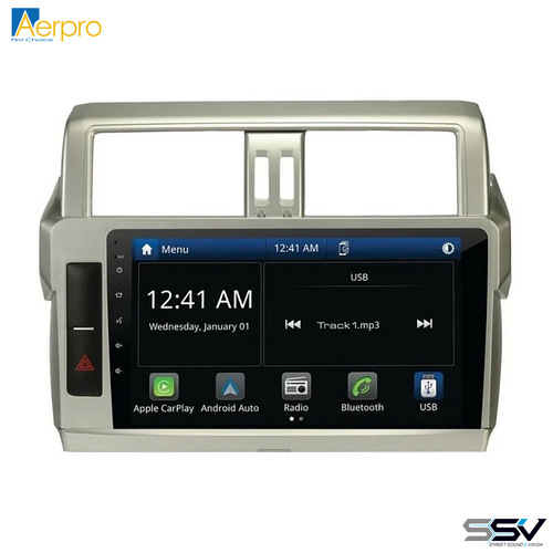 Aerpro AMTO36 10" Wireless Apple CarPlay Android Auto Head Unit To Suit Toyota Prado 13-17