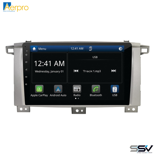 Aerpro AMTO40 9" Wireless Apple CarPlay Android Auto Head Unit To Suit Toyota Landcruiser 100 Series 03-07