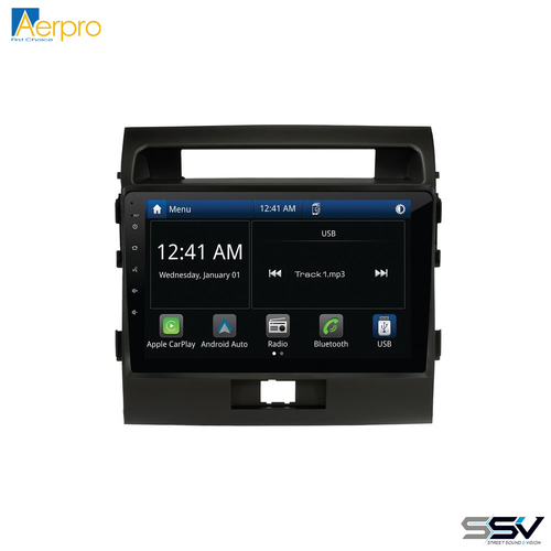 Aerpro AMTO41 10" Wireless Apple CarPlay Android Auto Head Unit To Suit Toyota Landcruiser 0 Series 07-11 no SWC