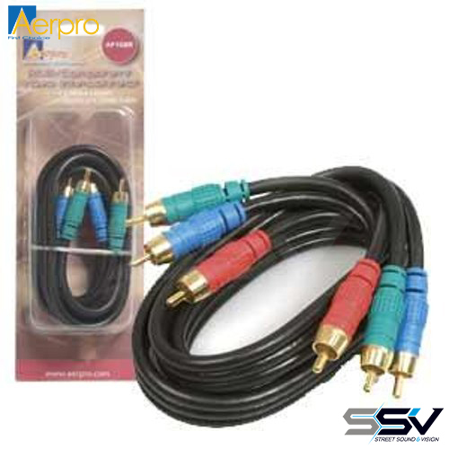 Aerpro AP1GBR 1 m a/v lead grn/blue/rd rca 3m to 3m plugs 75 ohm coax