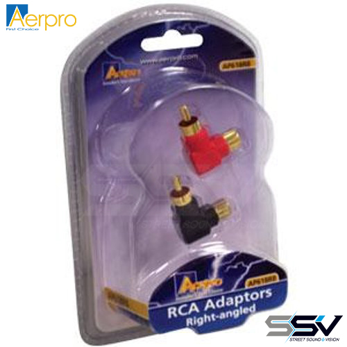 Aerpro AP618RB R/angled rca adaptors 1r/1b pk 2