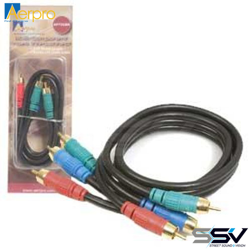 Aerpro AP75GBR 0.75m a/v lead grn/bl/rd rca 3m to 3m plugs 75 ohm coax