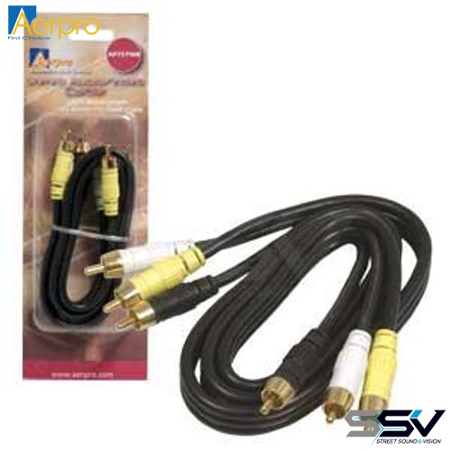 Aerpro AP75YWB 0.75m a/v lead yel/wht/blk rca 3male to 3m plugs 75 ohm coax