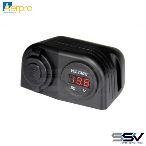 Aerpro APDCH68 Dc dual usb car charger and dc voltmeter housing mount