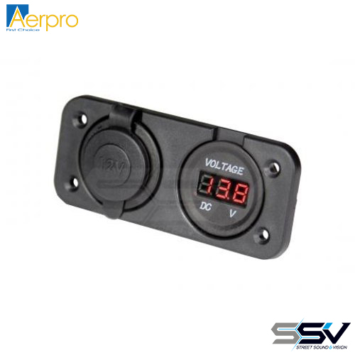 Aerpro APDCP28 Panel mount accessory socket & led voltmeter