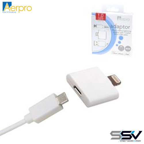 Aerpro APL106 Micro usb to lightning adaptor with micro usb 1 metre cable kit