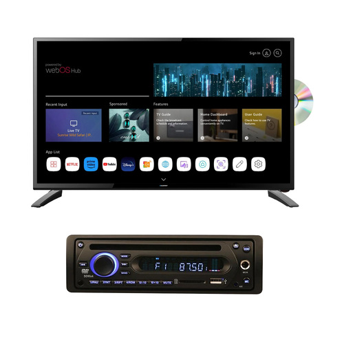 Blaupunkt BP24WOSDVD 24" Full HD Smart TV with DVD and 12V Car Charger with Nesa DVM650 Single DIN Bus & Coach