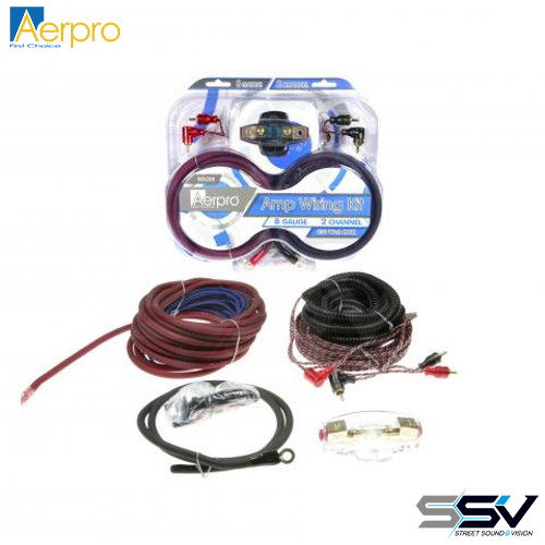 Aerpro BSX208 bassix 8ga 2ch amp install kit