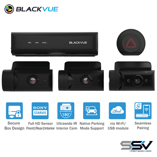 BlackVue DR770X-BOX-3CH-256 Triple Channel Dash Cam with Built-in Voltage Monitor | FHD 1080P Front Cam + FHD 1080P Rear Cam + FHD 1080P Infrared Cam