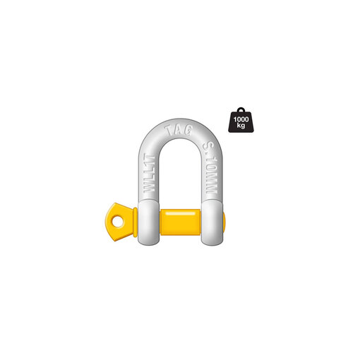 TAG D-Shackle - 10mm, 1000kg, Carbon Steel, Galvanised