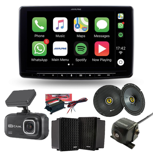 Alpine iLX-F309E Head Unit Bundle To Suit 24 Volt Audio With Dash Cam Speakers Converter & FREE Reverse Camera