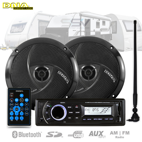 Caravan Stereo System With CD Bluetooth USB Head Unit, 6.5" Speakers & AM/FM Antenna