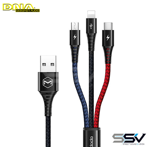 DNA MCA6220 Type-C Lightn & MicroUSB Charg Lead 1.2m