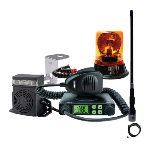 Mine Spec Beacon Light & Squeaker Package with UHF CB Radio and Backup Alarm