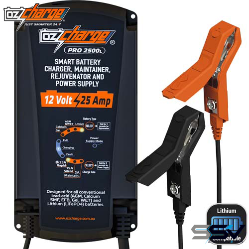 OZ Charge OC-PRO2500L 12V 25A Battery Charger and Maintainer Lithium Pro Series