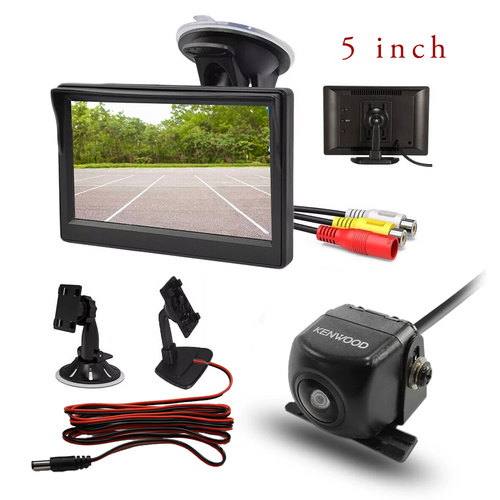 Kenwood Reverse Camera with 5" TFT LCD HD Color Screen RCA Monitor | Dual Camera Inputs | Car Dash & Vent Mount Options