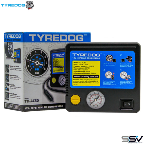 Tyredog TD-AC80 TYREDOG Mini 12V 80PSI Air Compressor