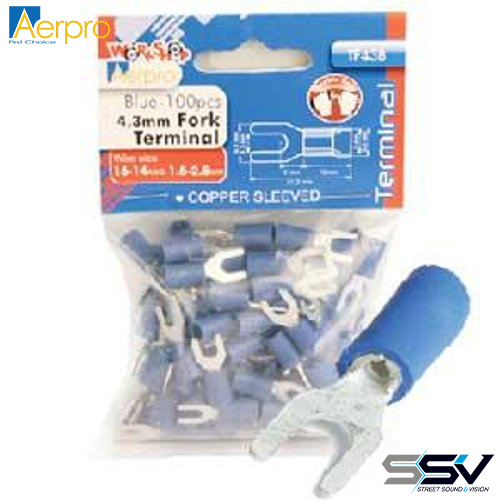 Aerpro TF43B 43mm fork terminals blue