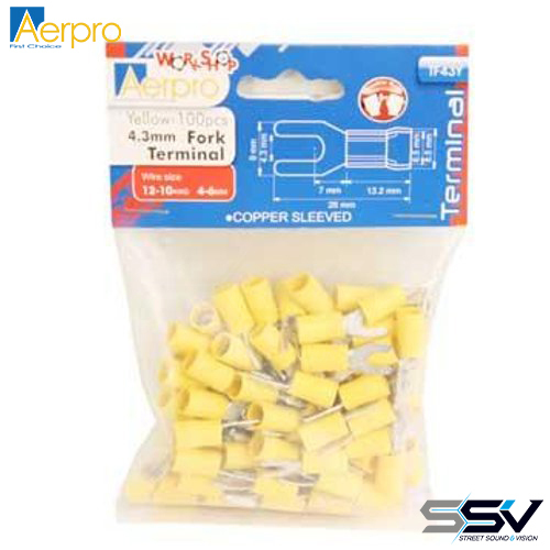 Aerpro TF43Y 43mm fork terminals yellow