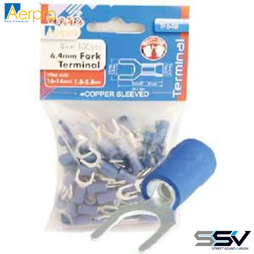 Aerpro TF64B 64mm fork terminals blue