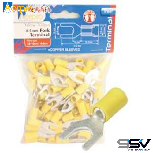 Aerpro TF64Y 64mm fork terminals yellow