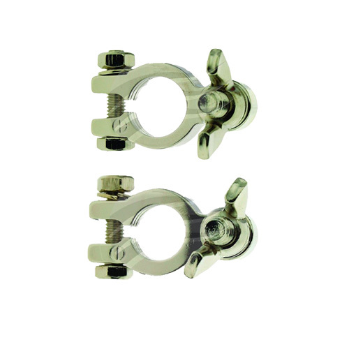 Jaylec Positive & Negative Battery Terminal Stud and Wingnut Solid Brass Nickel