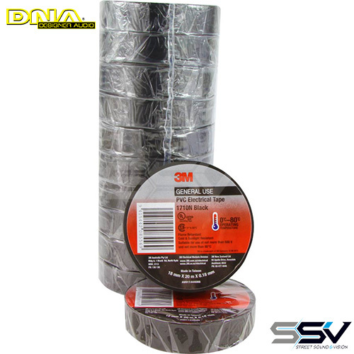 DNA WAT302 3M Black Tape 18mm x 20 Mtr - 10 Pack