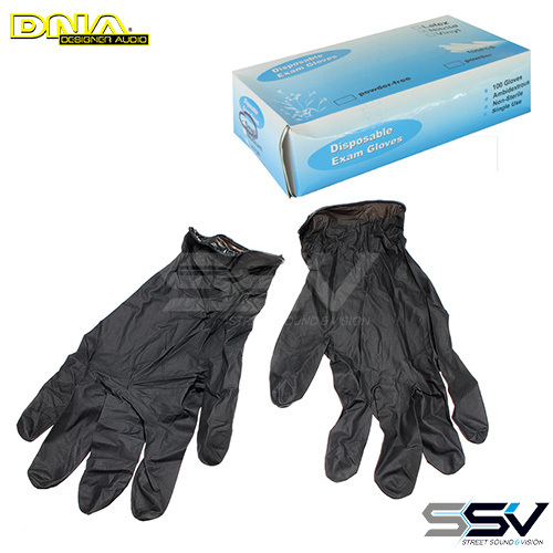 DNA WLG002BM Nitrile Gloves Black Medium - 100 Pack