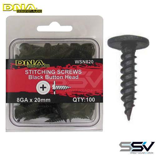 DNA WSN820 20mm Needle Point Screws 100 Pack Black