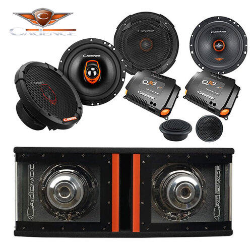  CADENCE XLERATOR DUAL 8" 160W ACTIVE SUBS & SPEAKER PACKAGE 